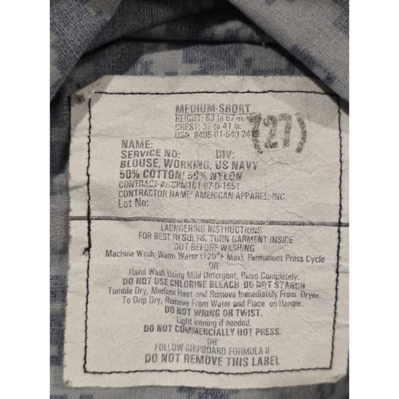 U.S. Navy NWU Type I Digital Blue Blouse Medium Short USN Warfare Insignia - Picture 7 of 7